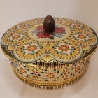 Floral Embossed Metal Tin Vintage Empty Box Container 6    Diameter Holland