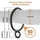 Curtain Rings With Eyelets  50 Pack Metal Rings  1 5 Inch For Rods  Black