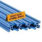 Powertec 4pcs 24  2020 T-slot Aluminum Extrusion Profile Linear Rail  74001 