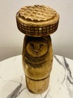 Vintage Primitive Mexican Figural Wood Carving Flores Arias Woman W  Basket 11   