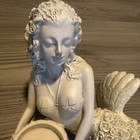 Vintage Reclining Mermaid Candle Holder Figurine Resin Off White Beach Decor