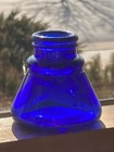 Antique Glass Cobalt Blue Inkwell Bottle 1    Oz  Circa 1900-1920