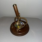 Kaleidoscope Wind Up Music Box Rotating Wood  Brass  Stained Glass Works