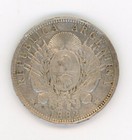 Argentina 1882 1 Peso Patac  n  Silver Km 29 F See Scan