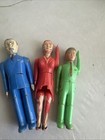 Vintage Renwal Dollhouse Family 3 Jointed Plastic Figures Mom Brother Sister Usa