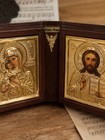 Orthodox Diptych Icon Jesus Christ   Vladimir Mother Of God Leather Case