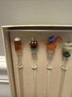 Set Of 6 Hand Blown Beer Glass Swizzle Stir Sticks-cocktail Stirrers Bar Ware