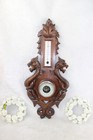 Black Forest Wood Carved Dragon Chimaera Barometer 