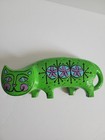 Vintage 60s Pride Creations Hand Painted Green Paper Mache Cat Coin Bank Japan-g