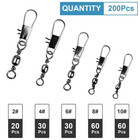 200pcs Fishing Snap Swivels 5 Sizes Coastlock Lure Line Connectors