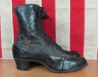Vintage 1920s Victorian Womens Boots Black Leather Lace-up Tall Antique Shoes