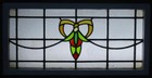 Old English Leaded Stained Glass Window Transom Pretty Bow 37 3 4  X 18 3 4 