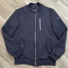 Stone Falcon Bomber Jacket Men s Small Navy Full Zip Pockets Streetwear Punk