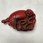 Vin Tchinese Red Carved Fish Form Snuff Bottle With Stopper  Ownership History