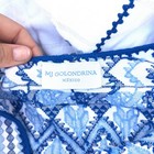 New Mi Golondrina White Blue Embroidered Mexican Caftan Dress Handmade Huipil