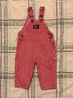 Vintage Oshkosh Baby Bgosh Red Engineer Stripe Denim Vestback Overalls Sz 12 Mos