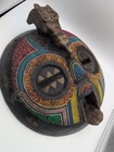  Authentic Vintage African Nigerian Hand-carved Wood Mask Brass Beads Ghana See 