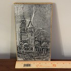 Cepelia Krakow Prl Wood Metal Plaque Etched Art Polish Castle