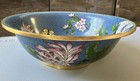 Vintage Chinese Hand Painted Cloisonn   Floral Enamel Round Copper Brass Bowl 8   