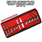 Fiber Optic Laryngoscope Intubation Kit 2 Handles With Mac   Miller 12 Pcs Kit