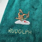 Rudolph The Reindeer Embroidered Vintage Christmas Hand Towel Grand Prix Nwt Htf