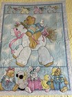 Vintage Baby Quilt Crib Blanket Chambray Pony Bear Rabbit Duck Animals