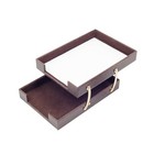 Leather Desk Set 10 Pieces With Double Document Tray Desk Organizer Brown