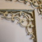 Pair Of Antique Vintage Chippy Painted Cast Iron Scroll Shelf Brackets  7  Long