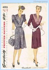 1940s Vintage Simplicity Sewing Pattern 4993 Misses Wwii Street Dress Sz 38 Bust