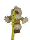 Vintage Inuit Eskimo Hand Carved Wood Face Doll Real Fur W description Card