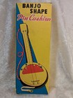 Rare Vtg Japan Banjo-shaped Pincushion And Tape Measure Htf Sewing Collectors  