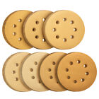 100pcs 80grit 8 Hole Gold Sanding Disc 125mm Hook   Loop Sandpaper For Da Sander