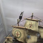 Vintage Santa Maria Sailing Ship Model Coin Bank Canvas Sails Nautical Decor