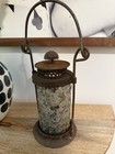  Vintage Style Mosaic Glass Candle Lantern - Industrial Metal Frame   Handle