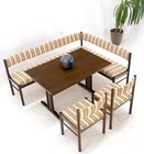 Danish Mid Century Modern L Shape Bench Chairs Dining Table Kitchen Dinette Set