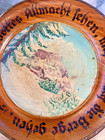 Vintage German Wood Plate Hand-painted Mountain Scene   German  Writing Carved