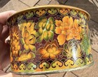 Vtg Daher Lidded Round 5    Tin Autumn Colors Floral Canister Made In England Euc