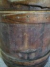 11 Inch Old Firkin Sugar Bucket Wooden Brown Pantry Box Box-primitive 1800 s 