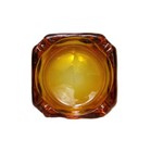 Retro Mcm Thick Amber Glass Vintage Restaurant Ashtray 3       Square  Canada  Nos