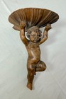 Antique Hand Carved 19th Century Victorian Putti Cherub Wall Shelf Sculpture