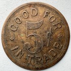 Antique U s  Maverick Trade Token C b  Cool Design Good For 5 Cents In Trade
