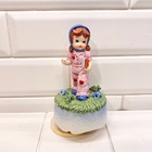Vintage 1970s Ceramic Hippie Girl Music Box Kitschy Valentine Farm Girl Decor 7 