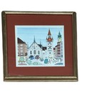 Munich Marienplatz Framed Print     Vintage Bavarian Folk Art Wall  Shelf Decor