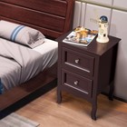 Set Of 2 Nightstand End Table Bedroom Storage Wood Side Bedside White W 2 Drawer