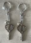 Vintage Kyoto Japan Souvenir Keychains Pair Temple Bell Metal Set Of 2