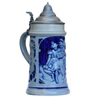 Antique German Beer Stein Ca 1900   Stoneware Lidded Mug