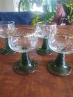 Roemer Rhein Vintage German Etched Grape Olive Green Stem Wine Glasses  Set 6 