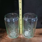 Coca-cola Coke Can Shaped 5  Green Clear Glass Soda Drinking Cups 12oz   2  Lot