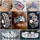 925 Silver Filled Party Ring Women Fashion Cubic Zircon Jewelry Sz 6-10