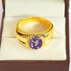 Alexandrite Oval Cut With 925 Sterling Silver Gold Plated Ring For Men s  a606